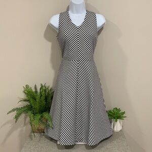 TALBOTS Chevron Stripe Stretch Ponte Fit & Flare Dress NWT 💋